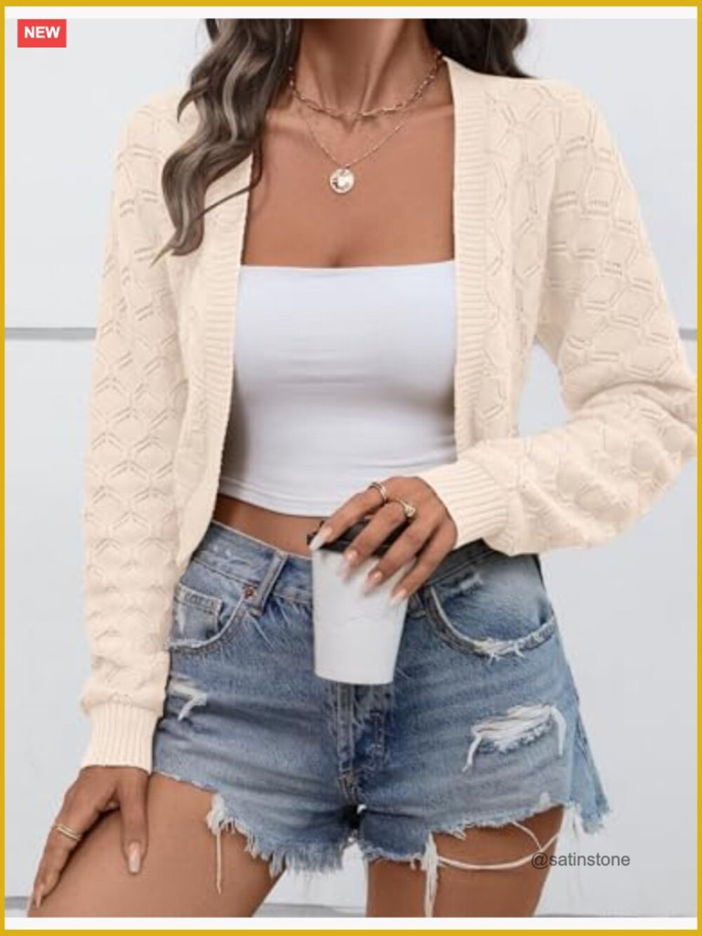 Cropped Cardigan Bolero Shrug Knit Open Front Long Sleeve Sweater - Picture 3 of 7